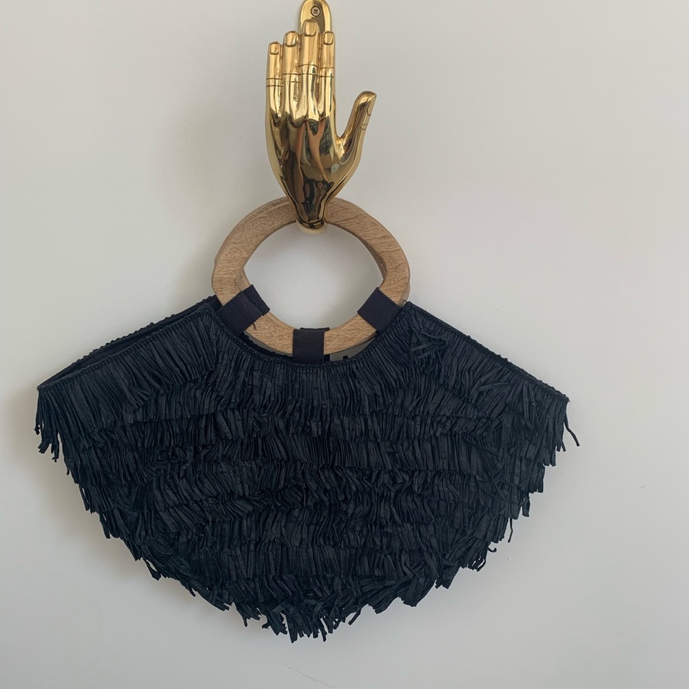 Anthropologie Black Fringe Handbag